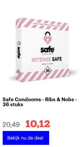 Bol.com Safe Condooms - Ribs & Nobs - 36 stuks aanbieding