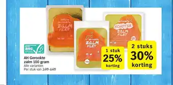 Albert Heijn Gerookte zalm 100 gram Alle varianten 2 stuks aanbieding