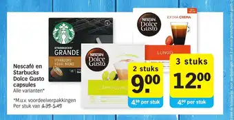 Albert Heijn Nescafe en Starbucks Dolce Gusto capsules 3 stuks aanbieding