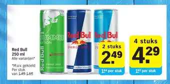 Albert Heijn Red Bull 250 ml 4 stuks aanbieding