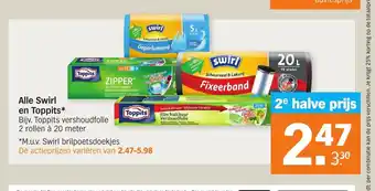 Albert Heijn Alle Swirl en Toppits 2 rollen a 20 meter aanbieding