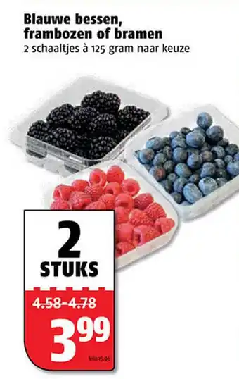 Poiesz Blauwe bessen, frambozen of bramen 125g aanbieding