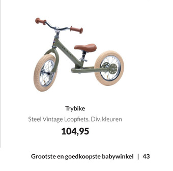 Babypark Trybike Steel Vintage Loopfiets aanbieding