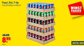 Makro Pepsi, Sisi, 7-Up Tray 24 blikjes à 330 ml aanbieding