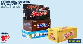 Makro Snickers, Mars, Twix, Bounty Milky Way of M&M's aanbieding