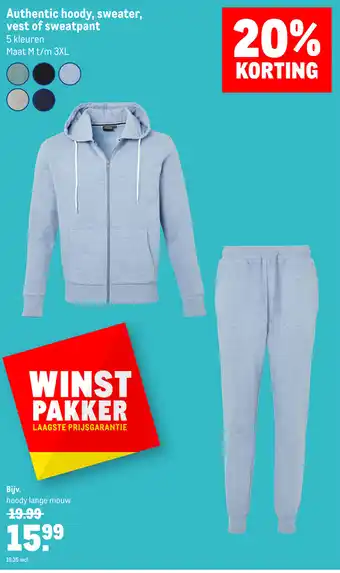 Makro Authentic hoody, sweater, vest of sweatpant aanbieding