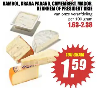 MCD Supermarkt Rambol, Grana Pardano, Camembert, Magor Kernhem of Président brie 100g aanbieding