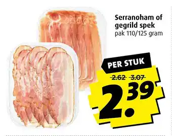 Boni Serranoham of gegrild spek 110/125g aanbieding