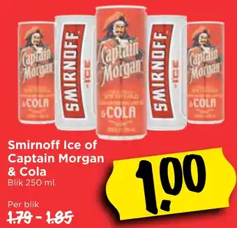 Vomar Voordeelmarkt Smirnoff Ice of Captain Morgan & Cola 250ml aanbieding