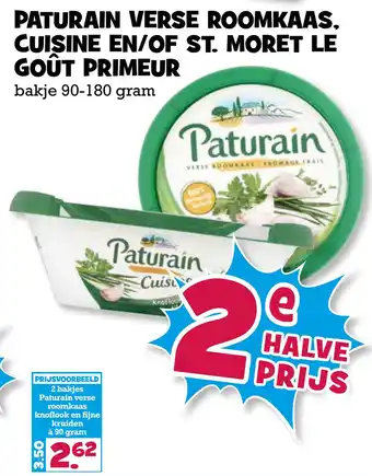 Boon`s Markt Paturain verse roomkaas, cuisine en/of St. Moret Le Goût Primeur 90g aanbieding