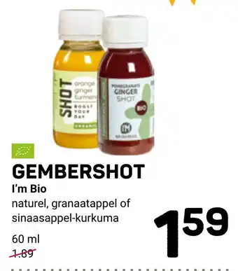 Ekoplaza GEMBERSHOT I'm Bio aanbieding