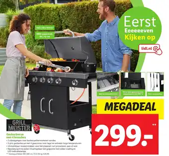 Lidl Grill meister Gasbarbecue met 4 branders aanbieding