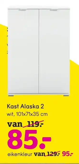 Leen Bakker Kast Alaska 2 wit 101x71x35 cm aanbieding