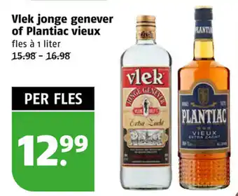 Poiesz Vlek jonge genever of Plantiac vieux 1 liter aanbieding