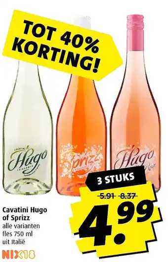 Boni Cavatini Hugo of Sprizz aanbieding