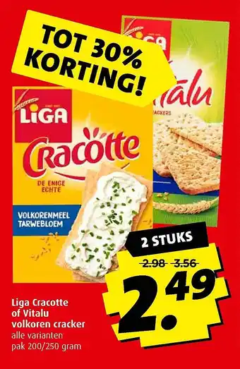 Boni Liga Cracotte of Vitalu volkoren cracker aanbieding