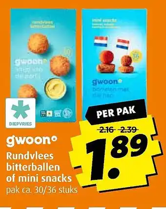 Boni Rundvlees bitterballen of mini snacks aanbieding