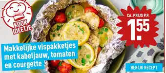 ALDI Makkelijke vispakketjes met kabeljauw, tomaten en courgette aanbieding