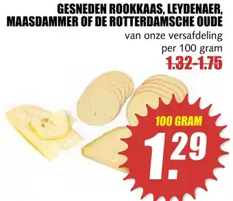 MCD Supermarkt Gesneden roomkaas, Leydenaer, Maasdammer of de Rotterdamsche oude 100g aanbieding