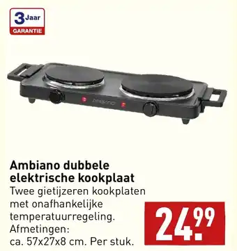 ALDI Ambiano dubbele elektrische kookplaat 57x27x8 cm aanbieding