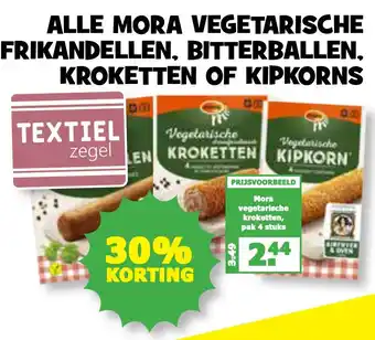 Boon`s Markt Alle Mora vegetarische frikandellen, bitterballen, kroketten of kipkorns aanbieding