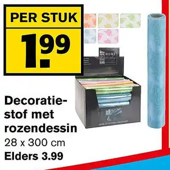 Hoogvliet Decoratie- CO stof met rozendessin 28x300cm aanbieding