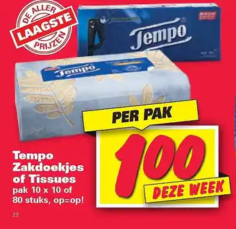 Nettorama Tempo Zakdoekjes of Tissues aanbieding