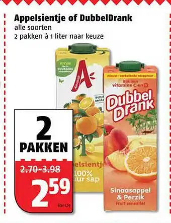 Poiesz Appelsientje Of DubbelDrank 1L aanbieding