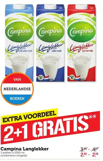 Coop Campina Langlekker 3*1L aanbieding