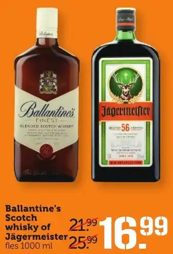 Coop Ballantine's Finest Whisky of Jagermeister 1L aanbieding