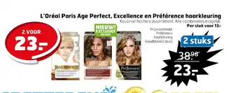 Trekpleister L'Oreal Paris Age Perfect, Excellent en Preference haarkleuring 2 stuks aanbieding