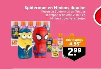 Trekpleister Spiderman en Minions douche aanbieding