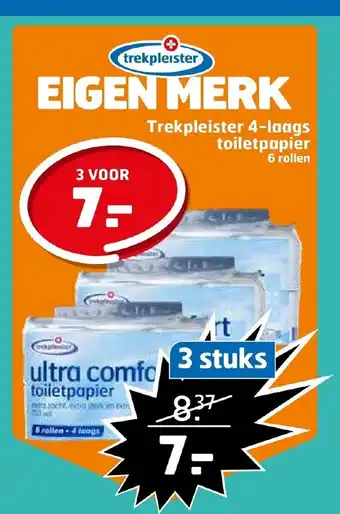 Trekpleister 4-laags toiletpapier 6 rollen 3 stuks aanbieding