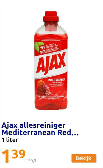Action Ajax allesreiniger Mediterranean Red Flowers aanbieding