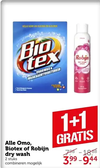 Coop Alle Omo, Biotex of Robijn dry wash aanbieding