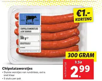 Lidl Chipolataworstjes 300g aanbieding