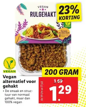 Lidl Vegan alternatief voor gehakt 200g aanbieding