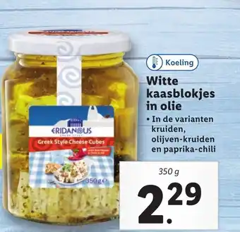 Lidl Witte kaasblokjes in olie 350g aanbieding