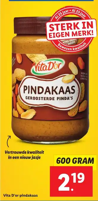 Lidl Vita D'or pindakaas 600g aanbieding