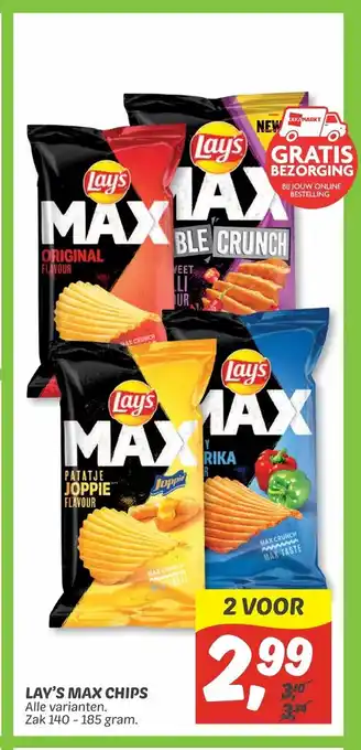 Dekamarkt Lay's Max Chips Alle varianten zak 140-185 gram aanbieding