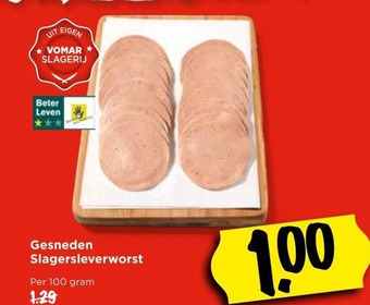 Vomar Voordeelmarkt Gesneden Slagersleverworst aanbieding