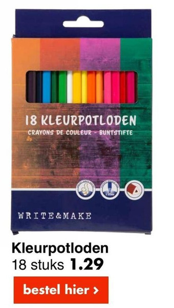 Wibra Kleurpotloden 18 stuks aanbieding