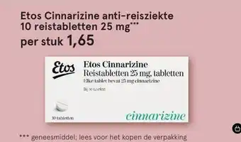 Etos Etos Cinnarizine 10 reistabletten anti-reisziekte 25 mg*** aanbieding