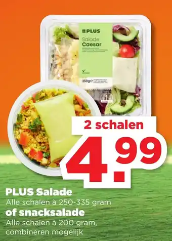 PLUS PLUS Salade 2*250-335g of snecksalade 2*200g aanbieding