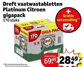 Kruidvat Dreft vaatwastabletten Platinum Citroen gigapack aanbieding