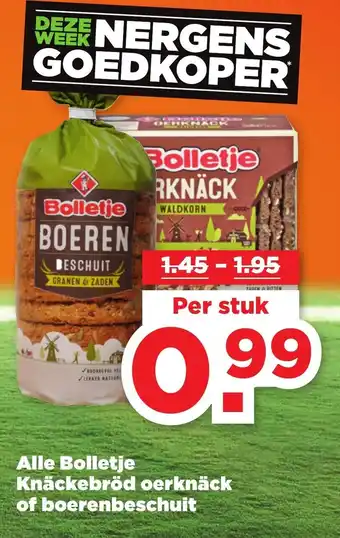 PLUS Bolletje Knackerbrood Boeren beschuit of oerknaack aanbieding