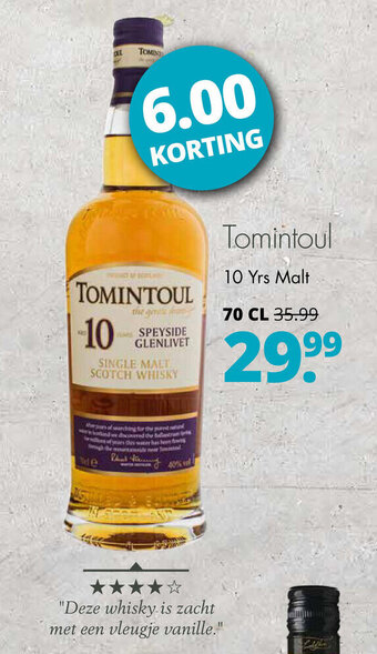 Mitra Tomintoul 10 yrs malt 700ml aanbieding