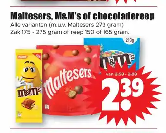 Dirk Maltesers, M&M's of chocoladereep aanbieding