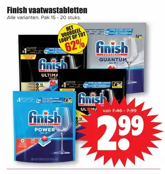 Dirk Finish vaatwastabletten pak 15 -20 stuks aanbieding