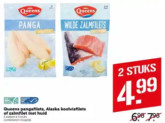 Coop Queens Pangafilets, Alaska koolvisfilets of zalmfilet met huid 2st aanbieding